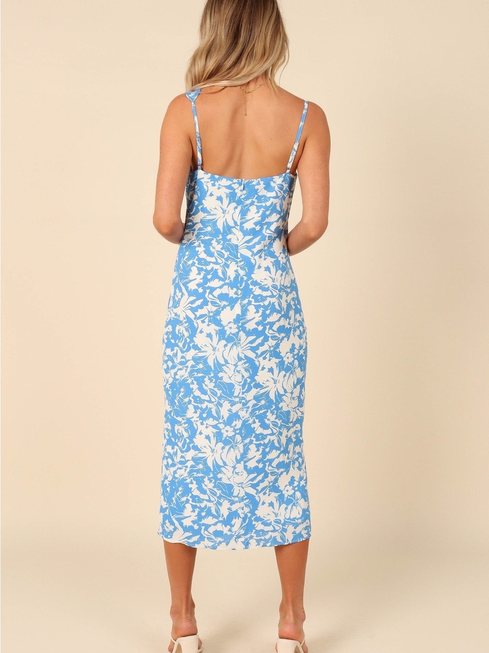 Petal & Pup Blue and White One-Shoulder Floral Slip Dress - Picture 2 of 8